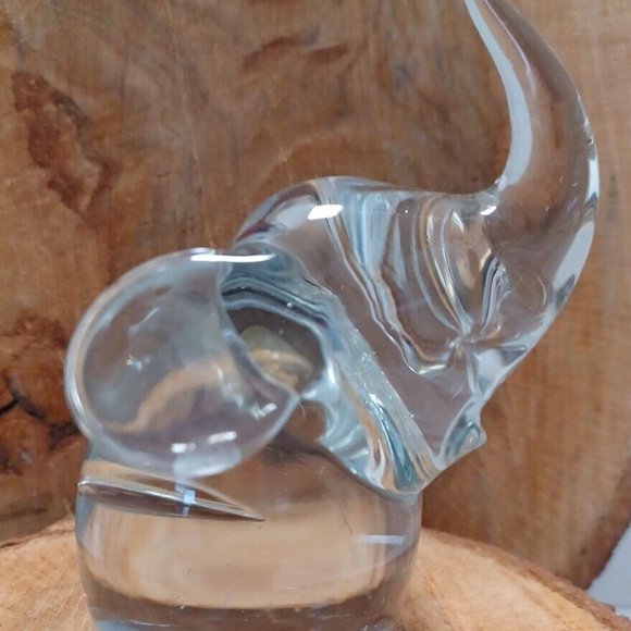 Vintage Napcoware Art Glass Elephant Figurine Paperweight Statue 4.5" Trunk Up - Picture 6 of 9